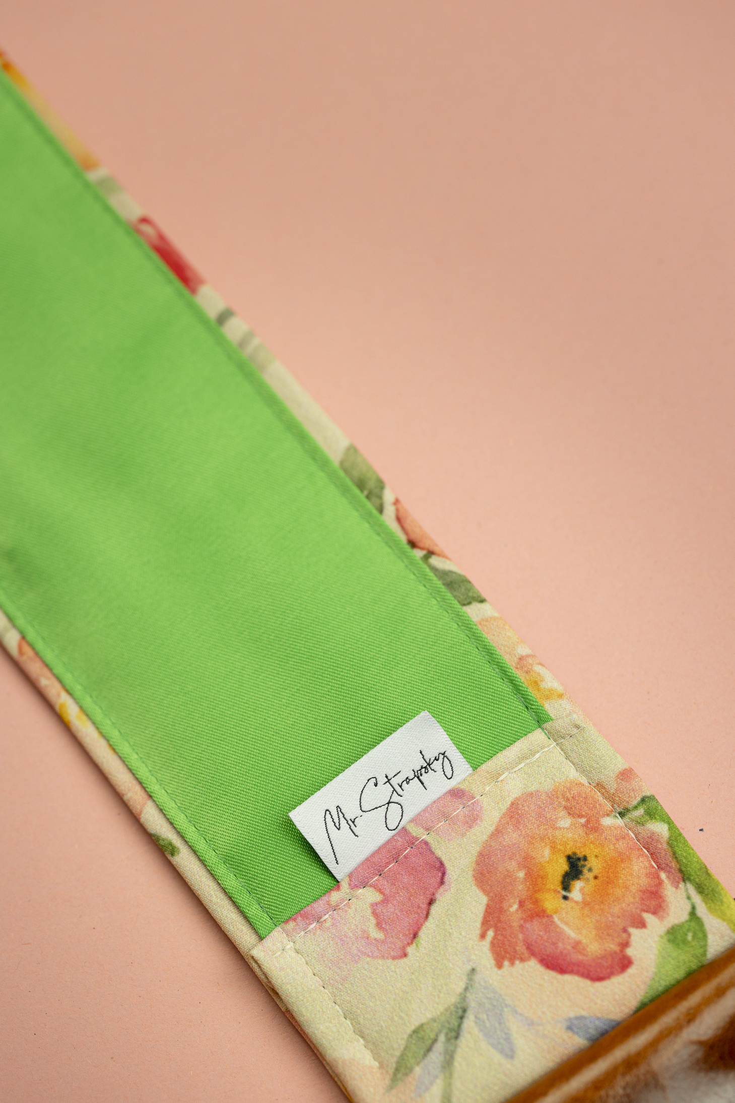 Floral Folk Guitar Strap with Italian Satin - Image 4