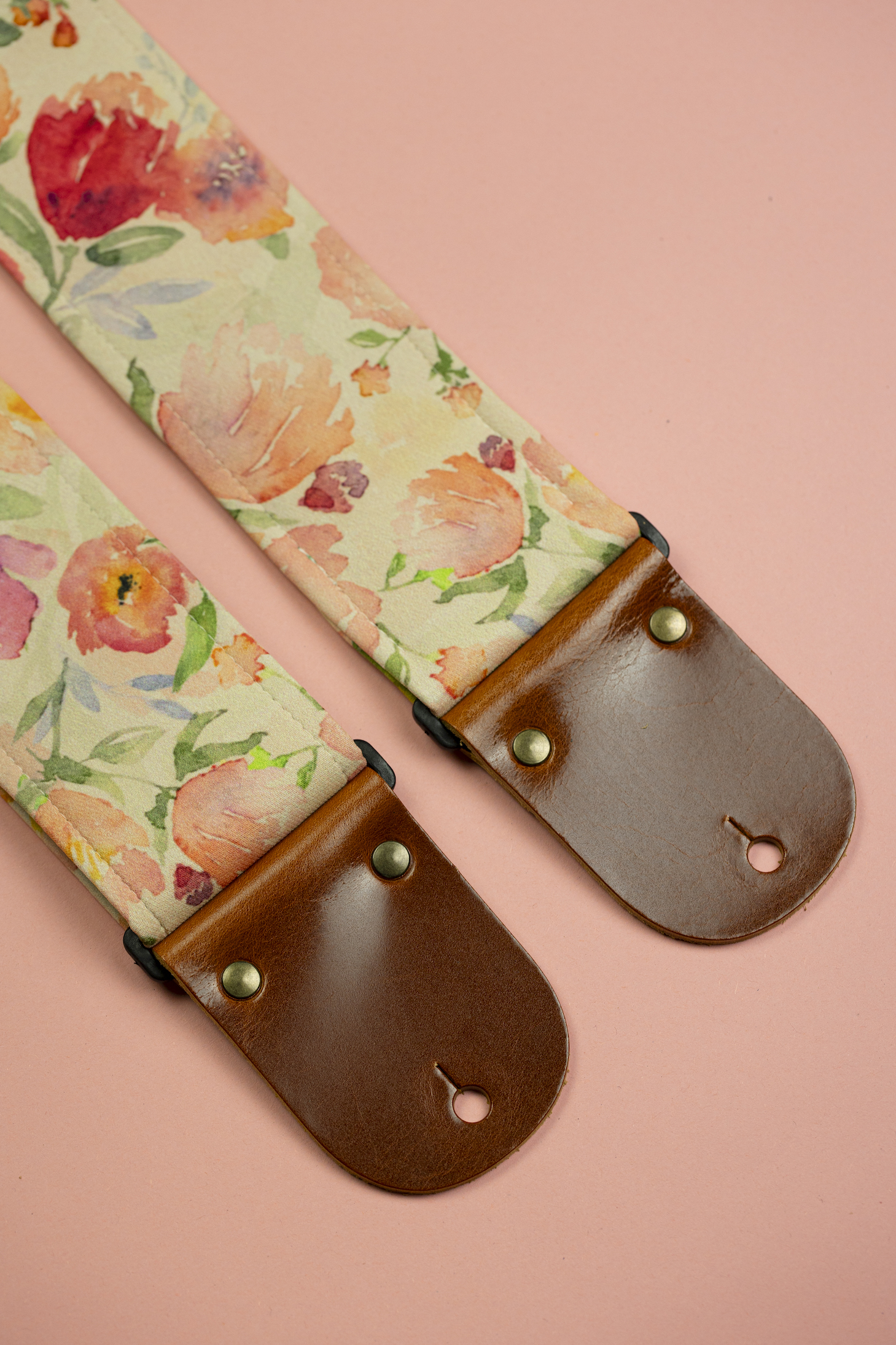 Floral Folk Guitar Strap with Italian Satin - Image 5