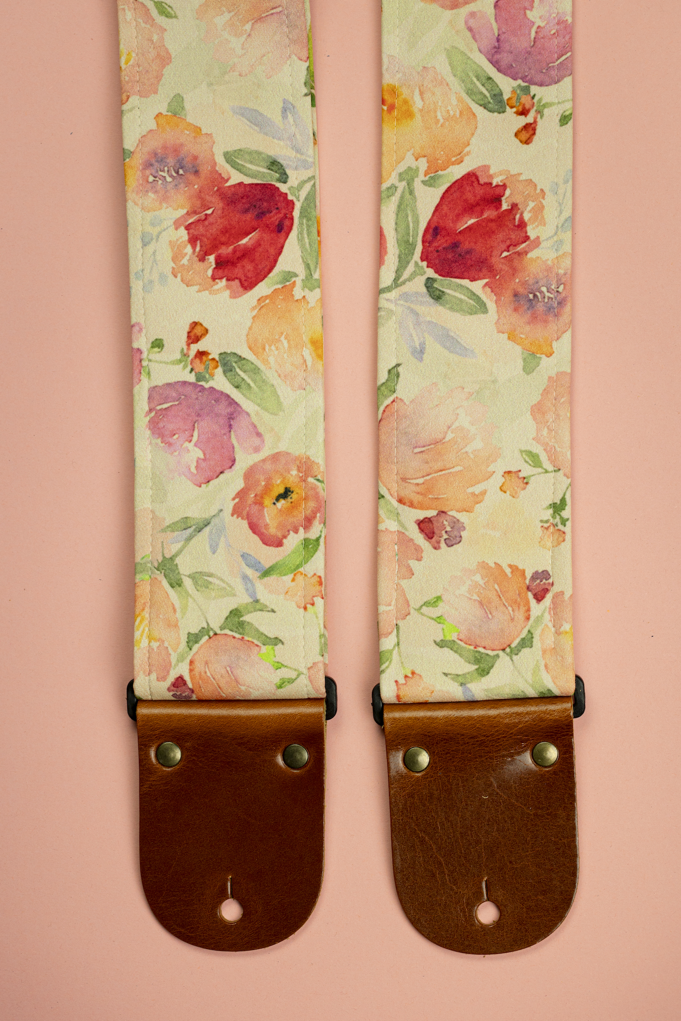 Floral Folk Guitar Strap with Italian Satin - Image 6