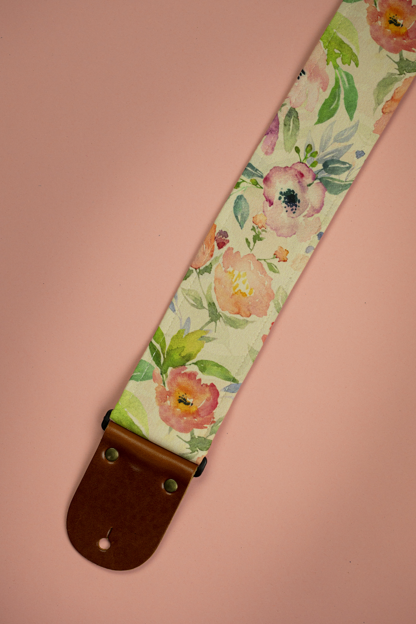 Floral Folk Guitar Strap with Italian Satin - Image 3