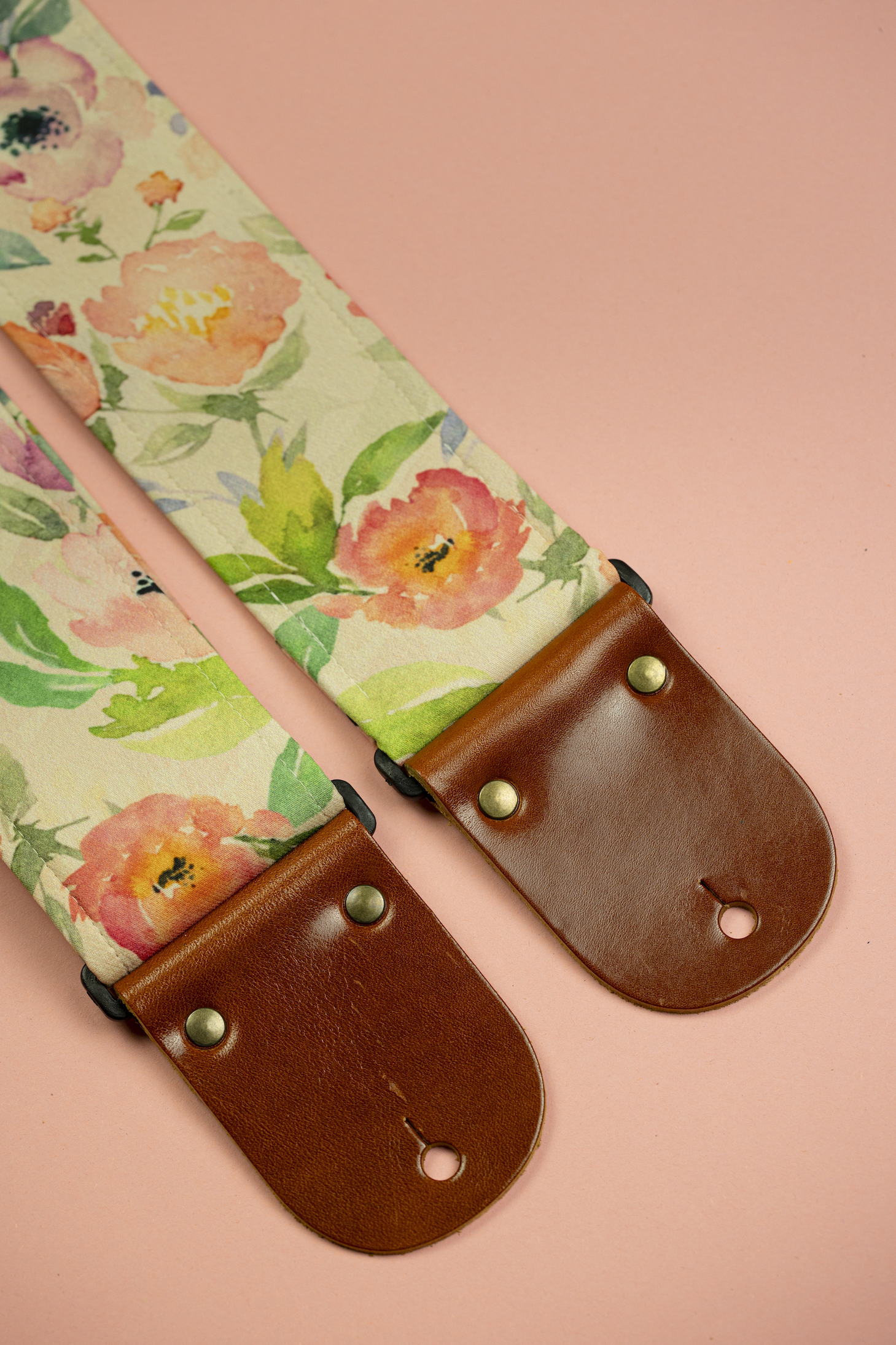 Floral Folk Guitar Strap with Italian Satin - Image 5