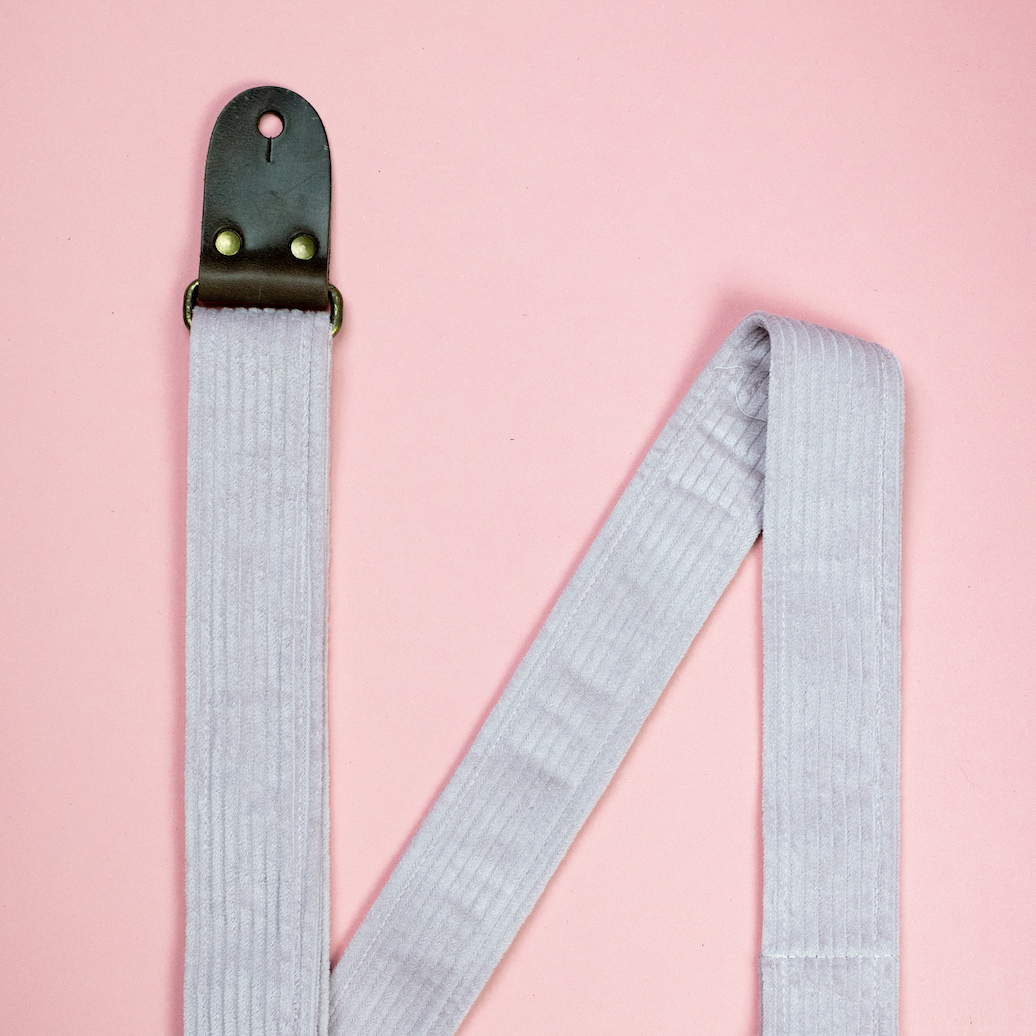 Vintage Light Pink Corduroy Guitar Strap 2inch - Image 2