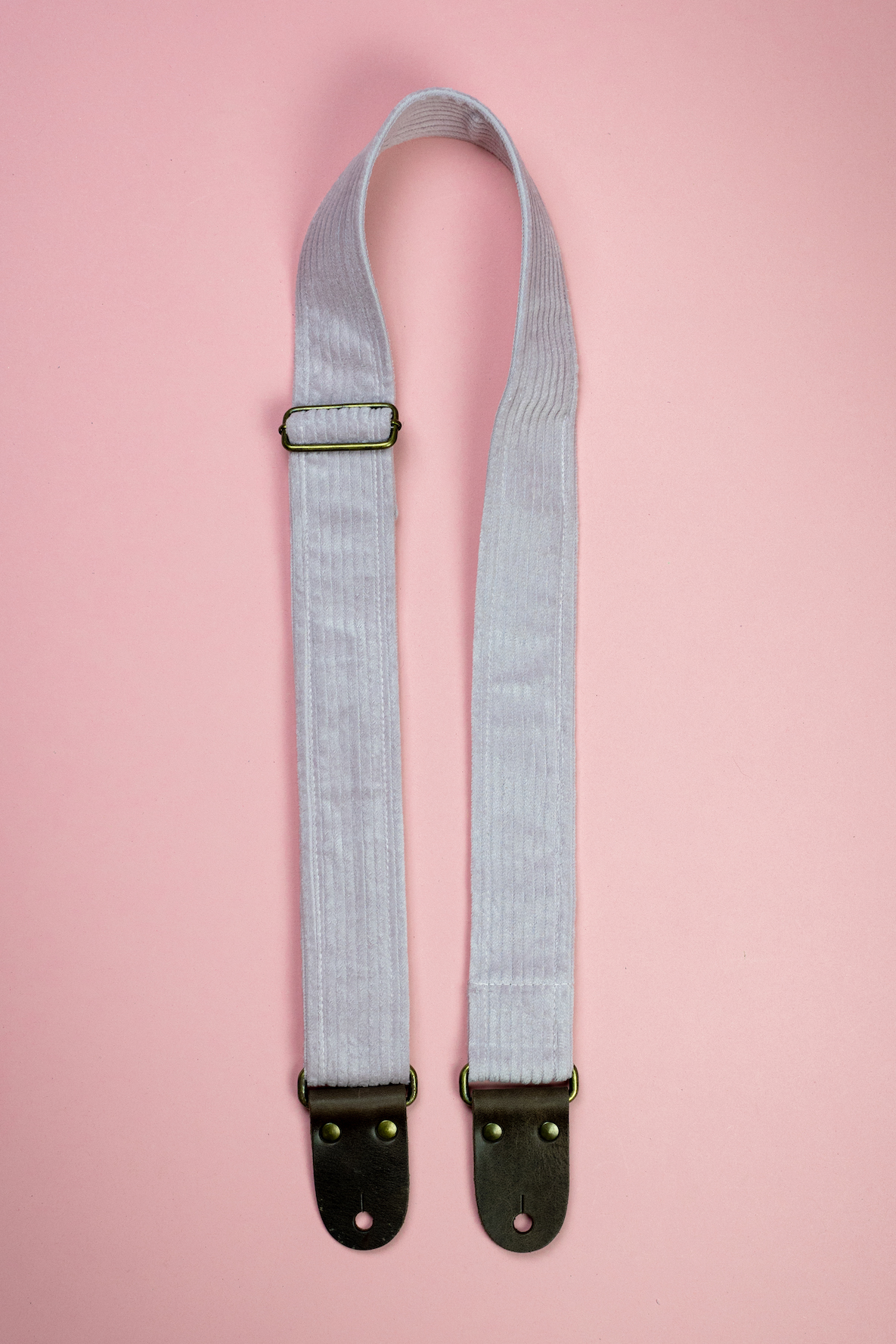 Vintage Light Pink Corduroy Guitar Strap 2inch - Image 3