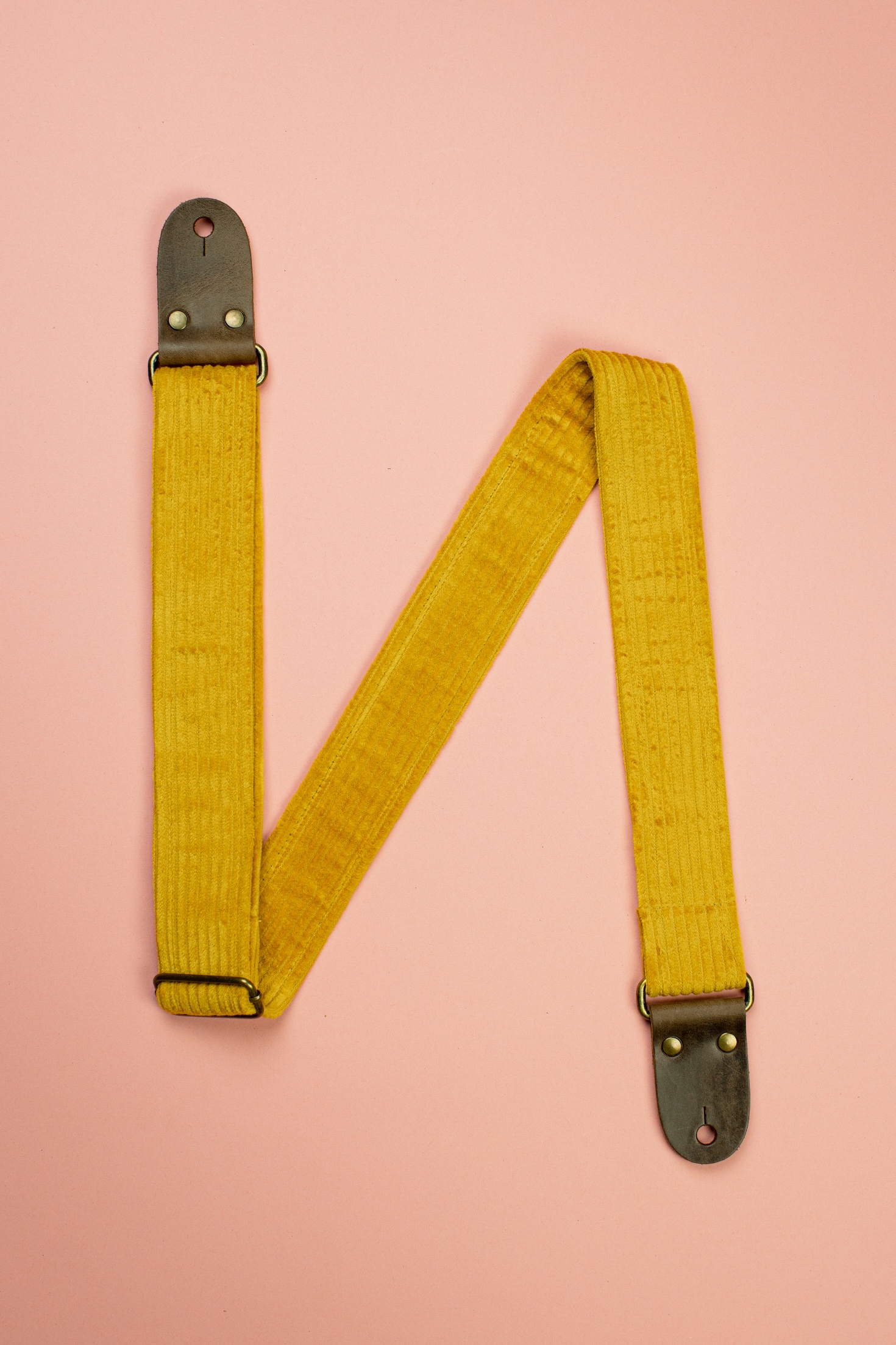 Retro Mustard Vintage Corduroy Guitar Strap 2inch