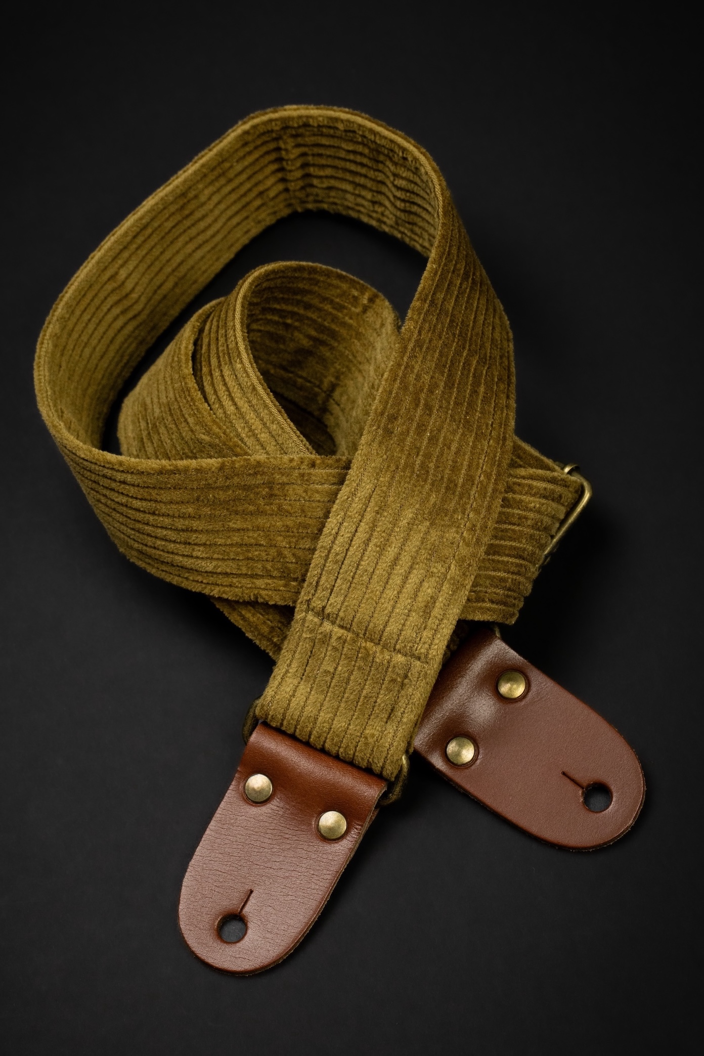 Vintage Khaki Corduroy Guitar Strap