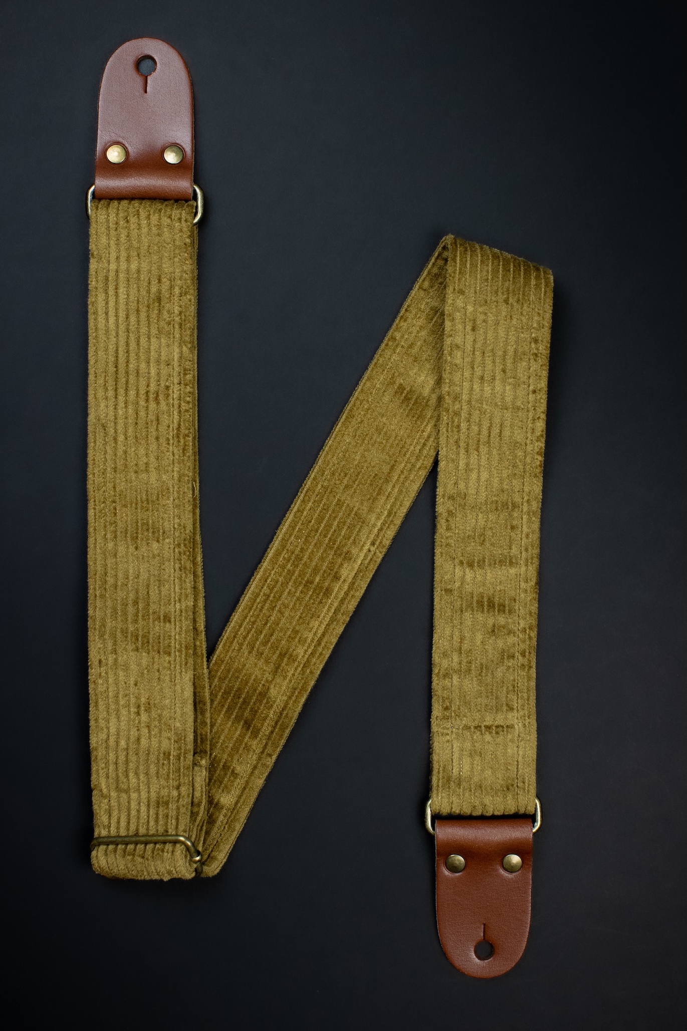 Vintage Khaki Corduroy Guitar Strap - Image 6