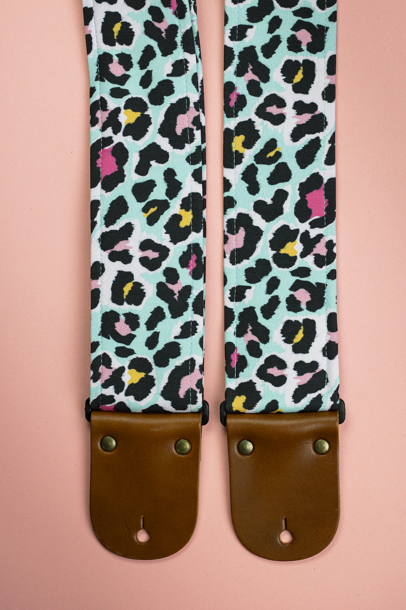 Pink Cheetah Guitar Strap with Italian Satin - Image 5
