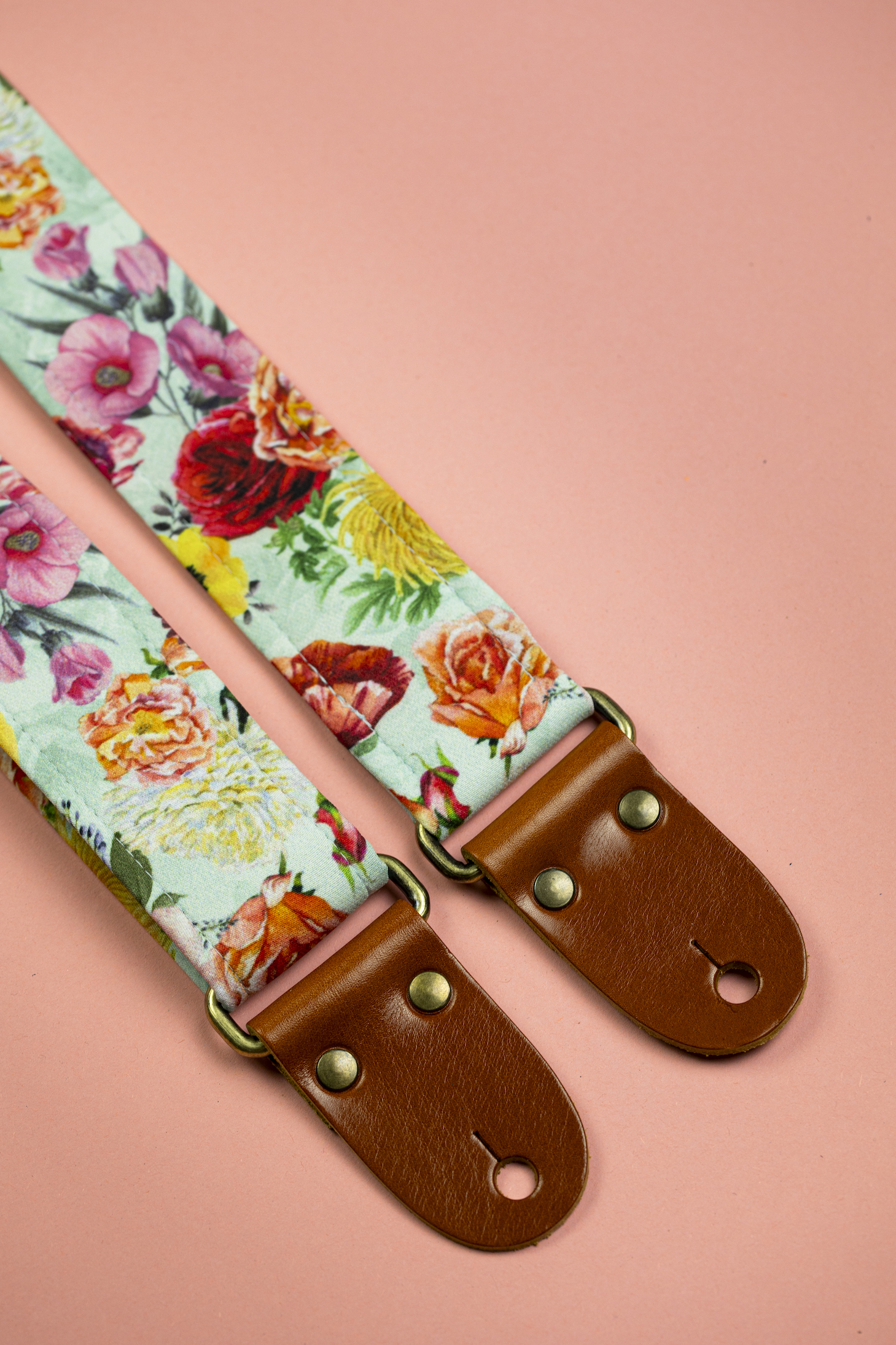 Floral Guitar Strap with Italian Satin - Image 3