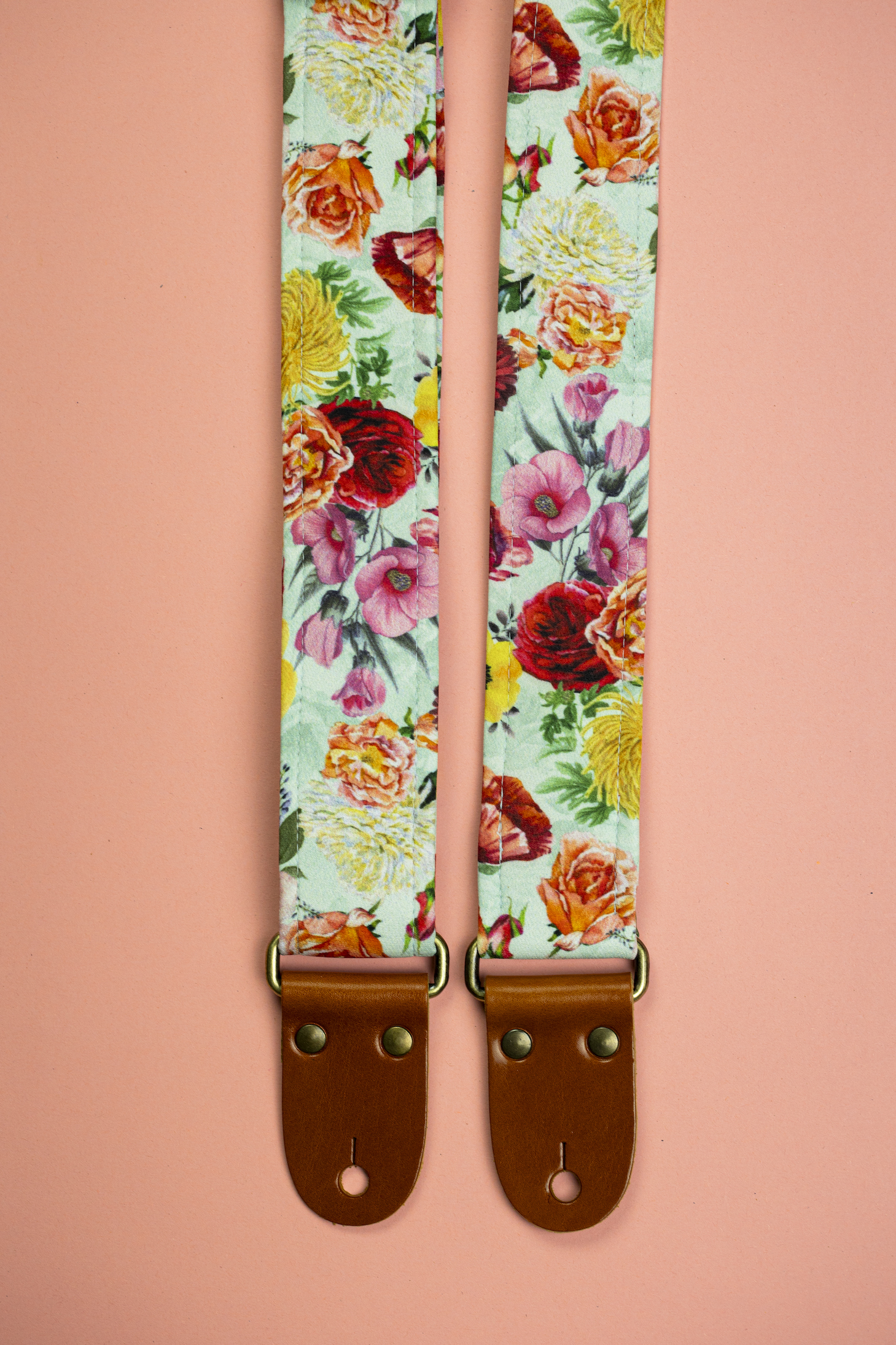 Floral Guitar Strap with Italian Satin - Image 4