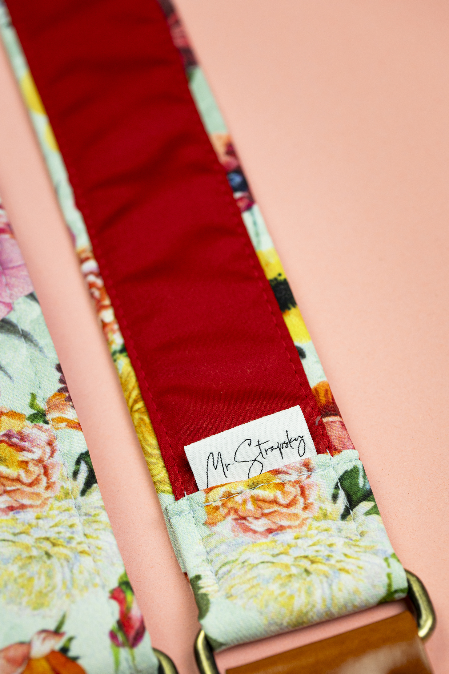 Floral Guitar Strap with Italian Satin - Image 5