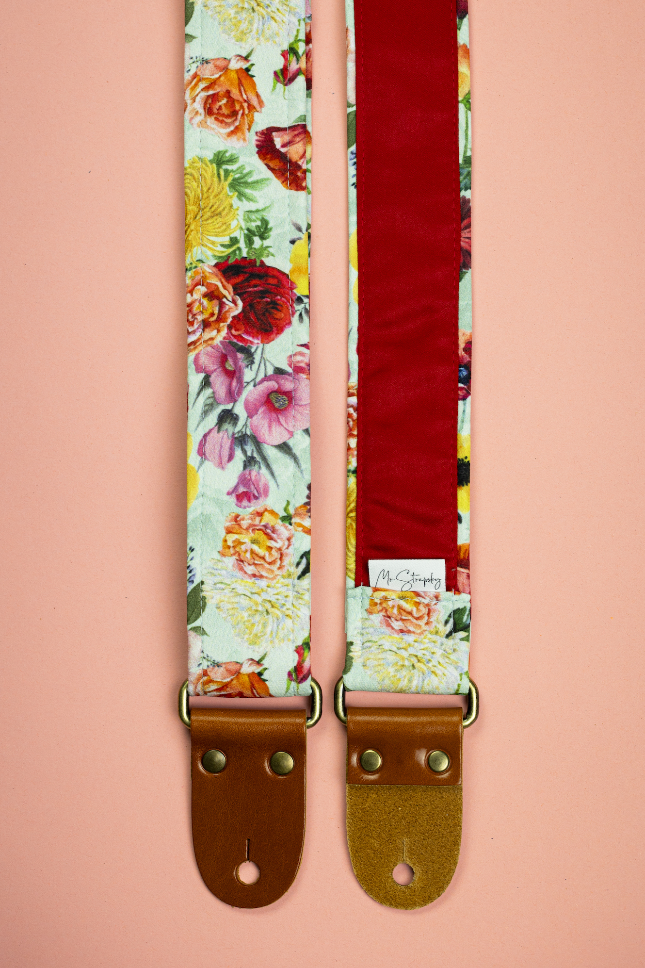 Floral Guitar Strap with Italian Satin - Image 6