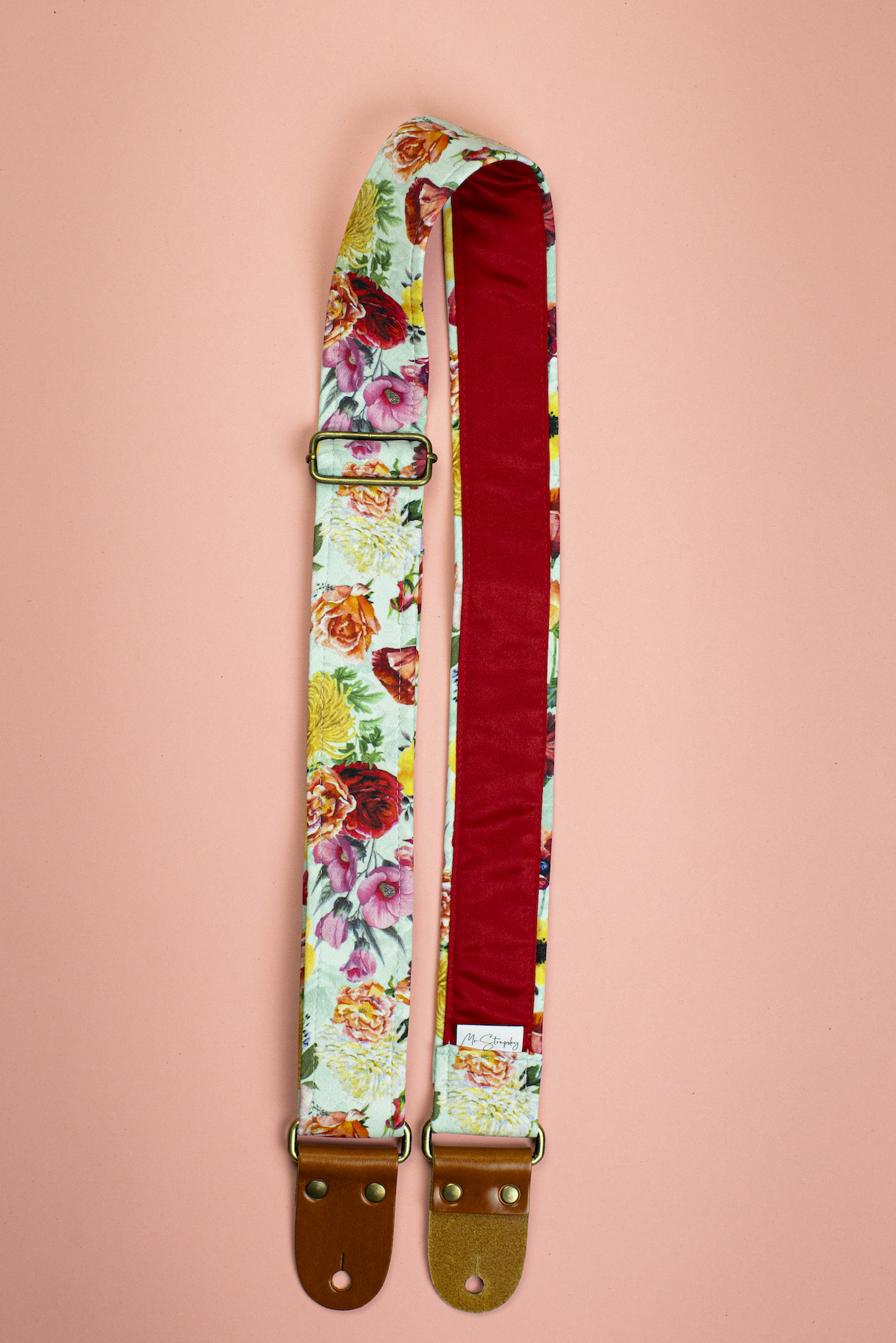 Floral Guitar Strap with Italian Satin - Image 7