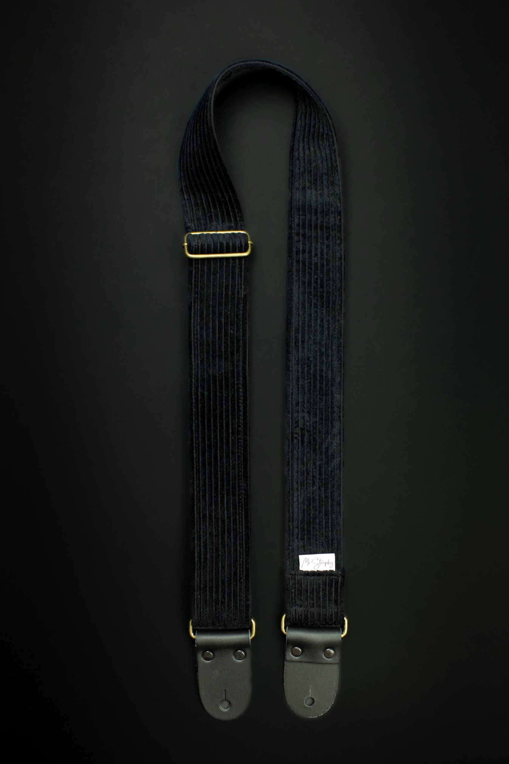 Black Vintage Corduroy Guitar Strap - Image 4