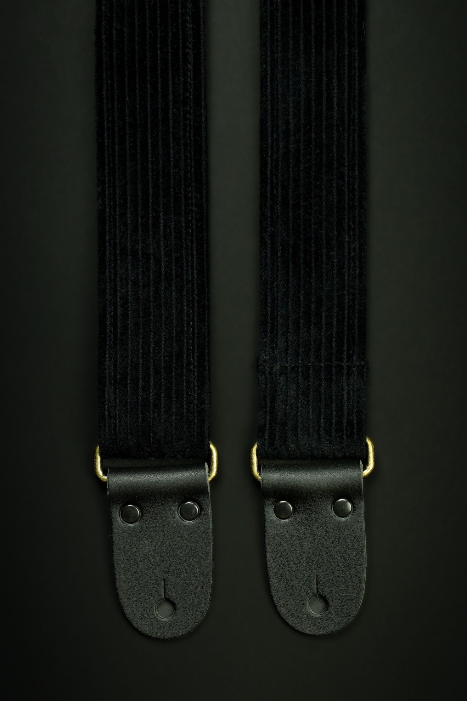 Black Vintage Corduroy Guitar Strap - Image 5
