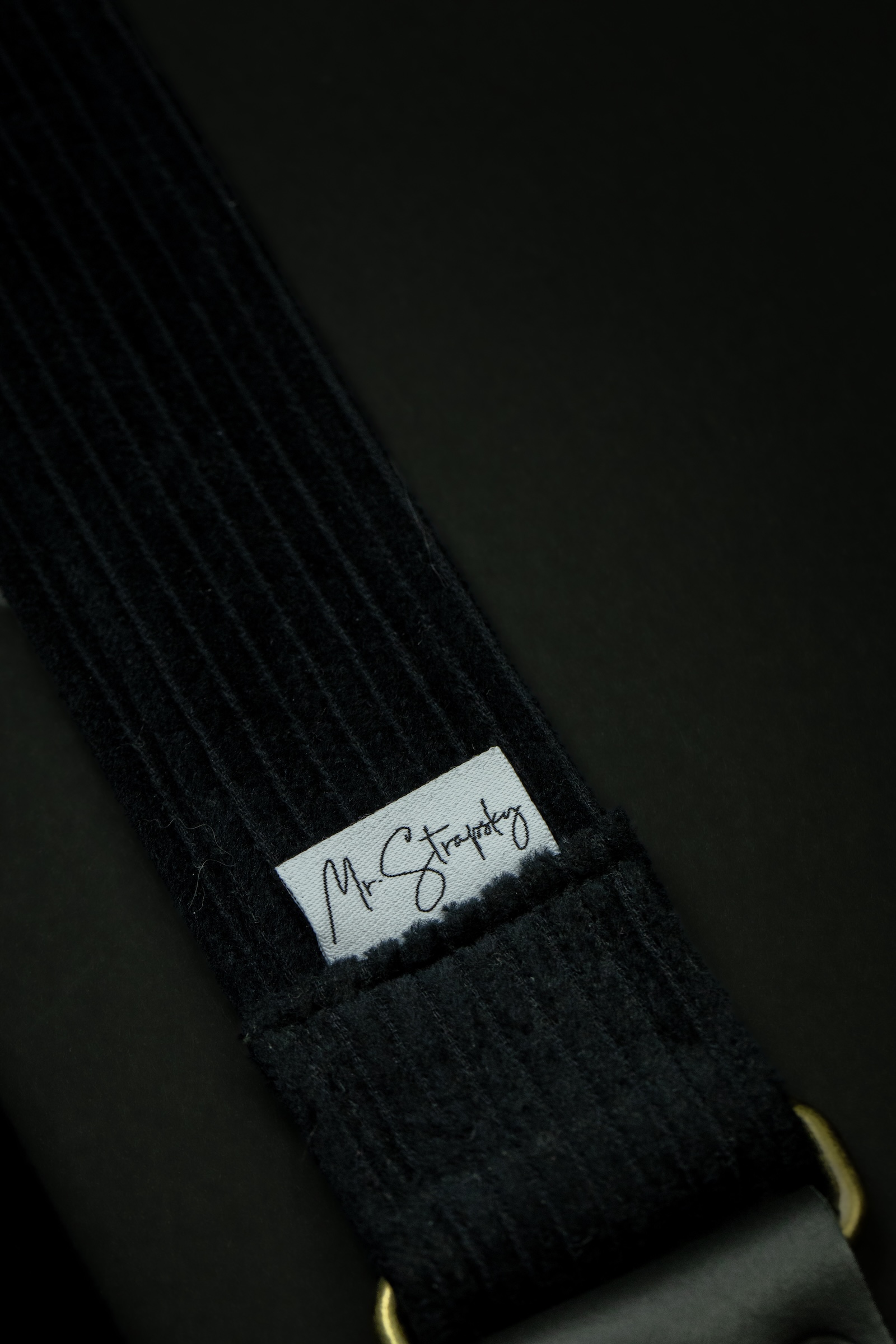 Black Vintage Corduroy Guitar Strap - Image 6