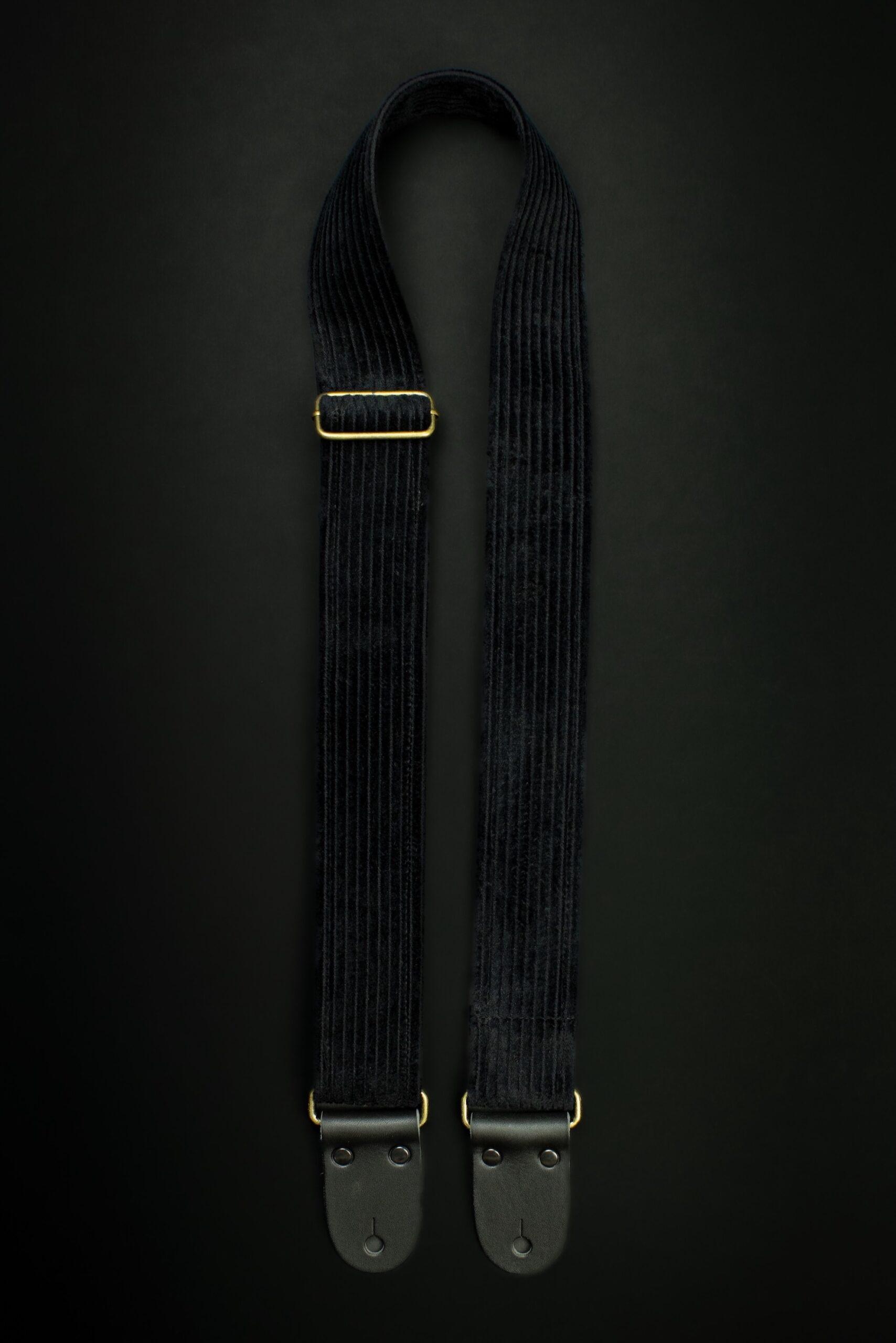 Black Vintage Corduroy Guitar Strap - Image 2