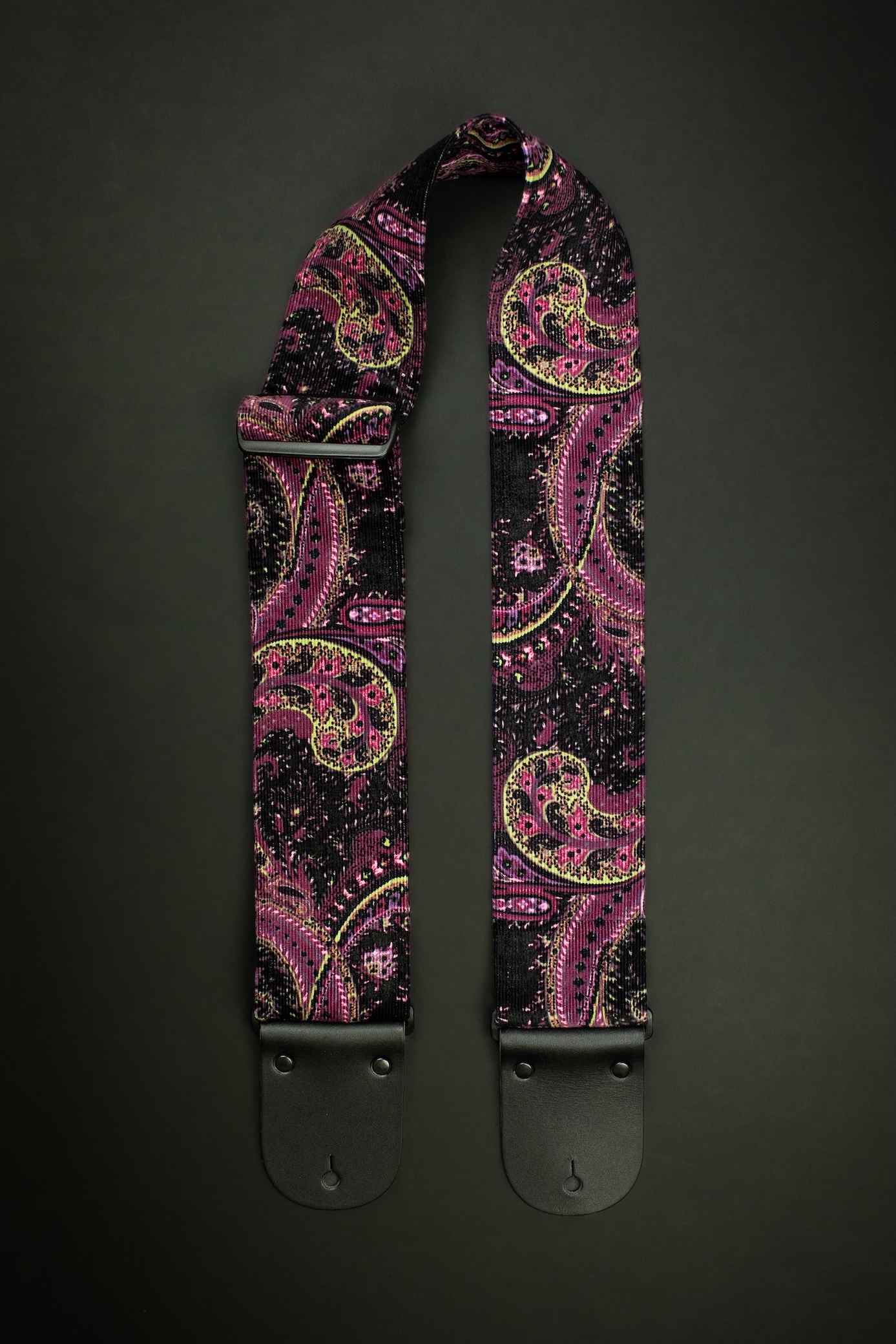Purple Vintage Paisley Guitar Strap - Image 2