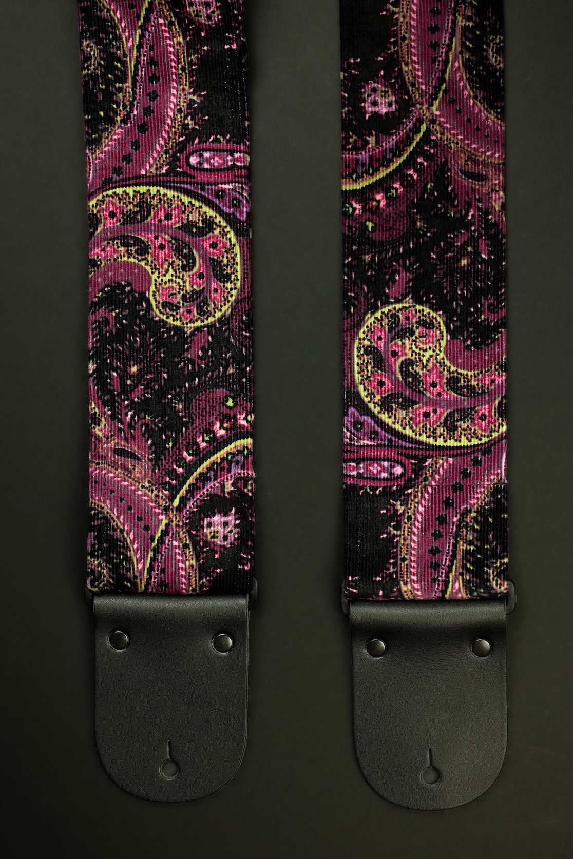 Purple Vintage Paisley Guitar Strap - Image 3