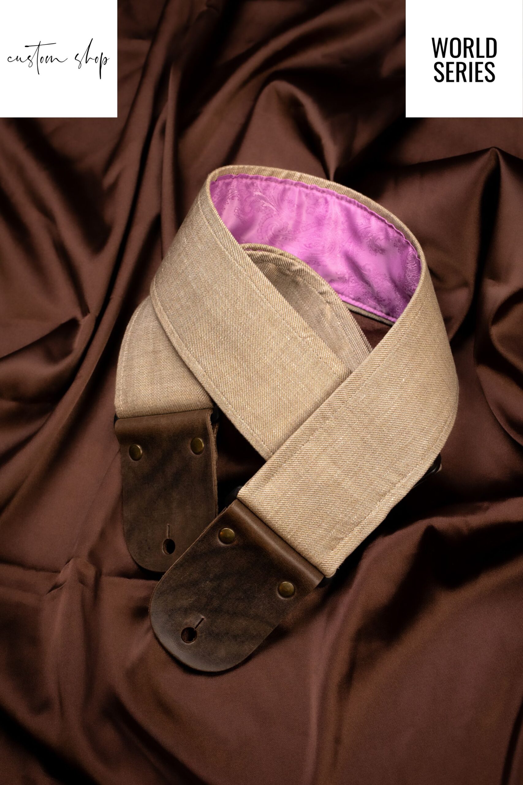 Linen & Pink Paisley Vintage Guitar Strap by Mr.Strapsky 1