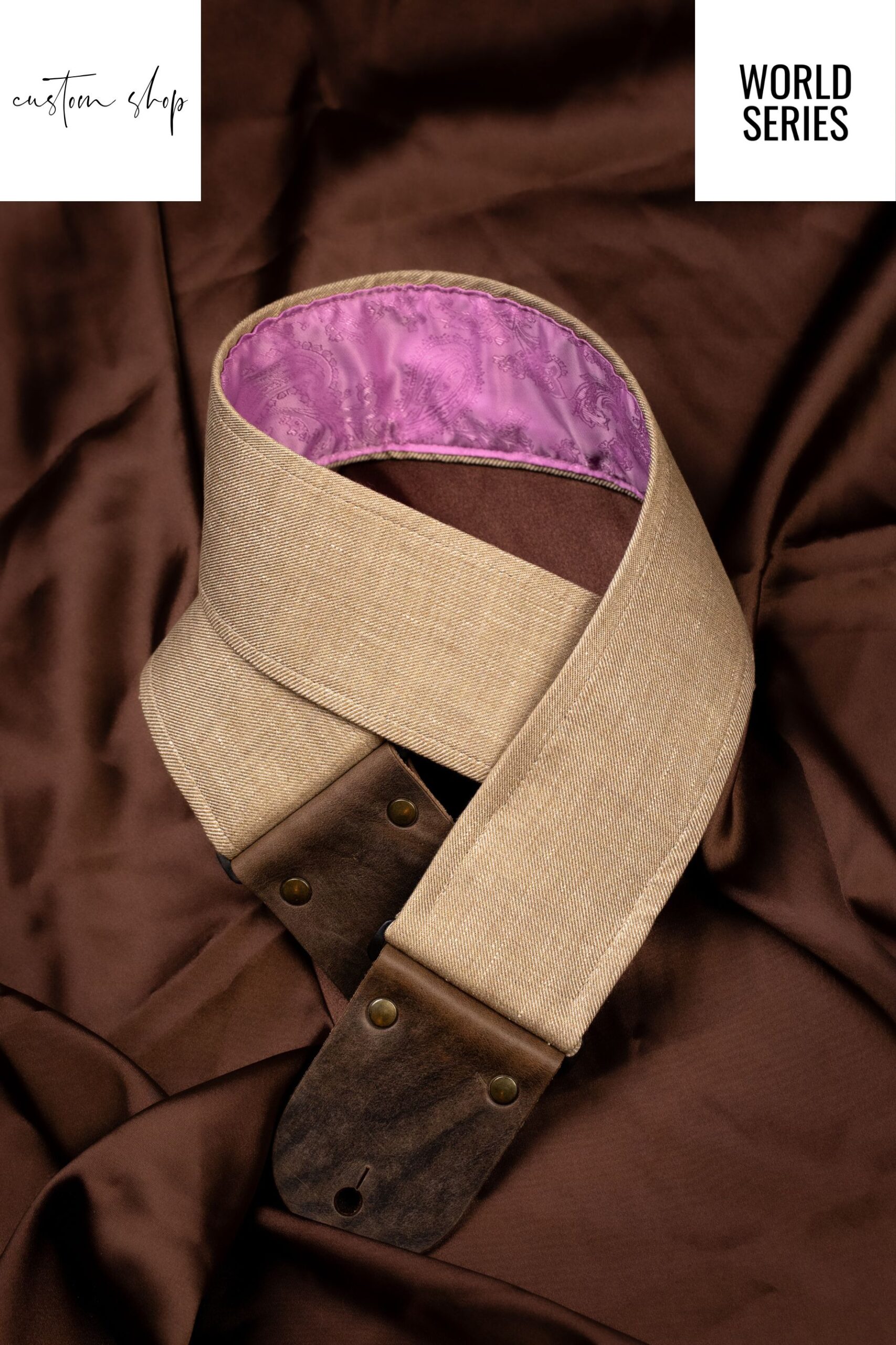 Linen & Pink Paisley Vintage Guitar Strap by Mr.Strapsky 2