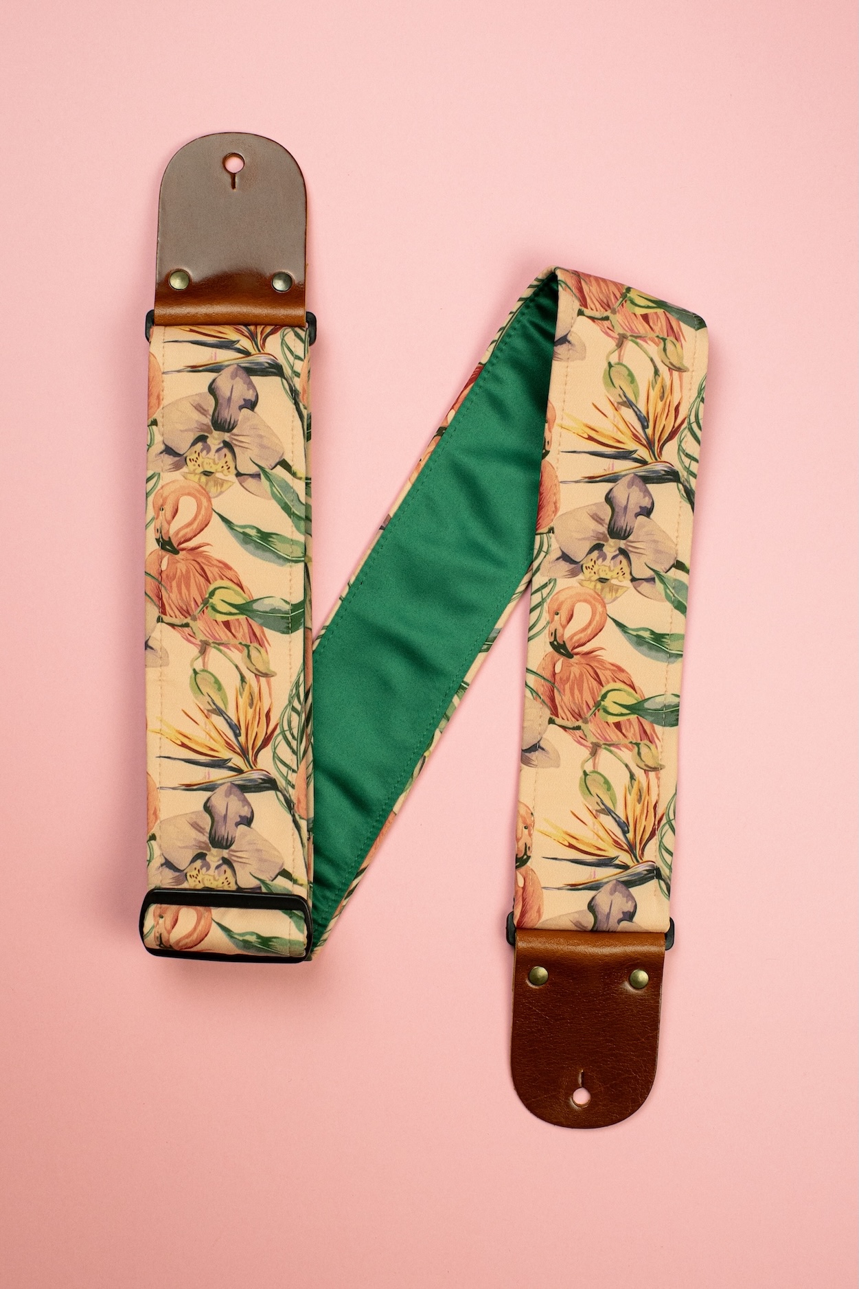 Flamingo Guitar Strap With Italian Satin - Image 2