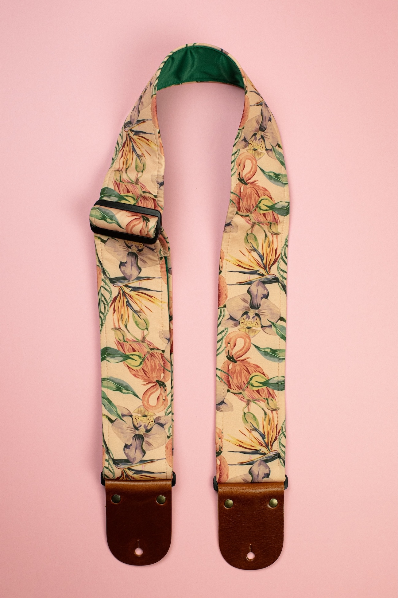 Flamingo Guitar Strap With Italian Satin - Image 3
