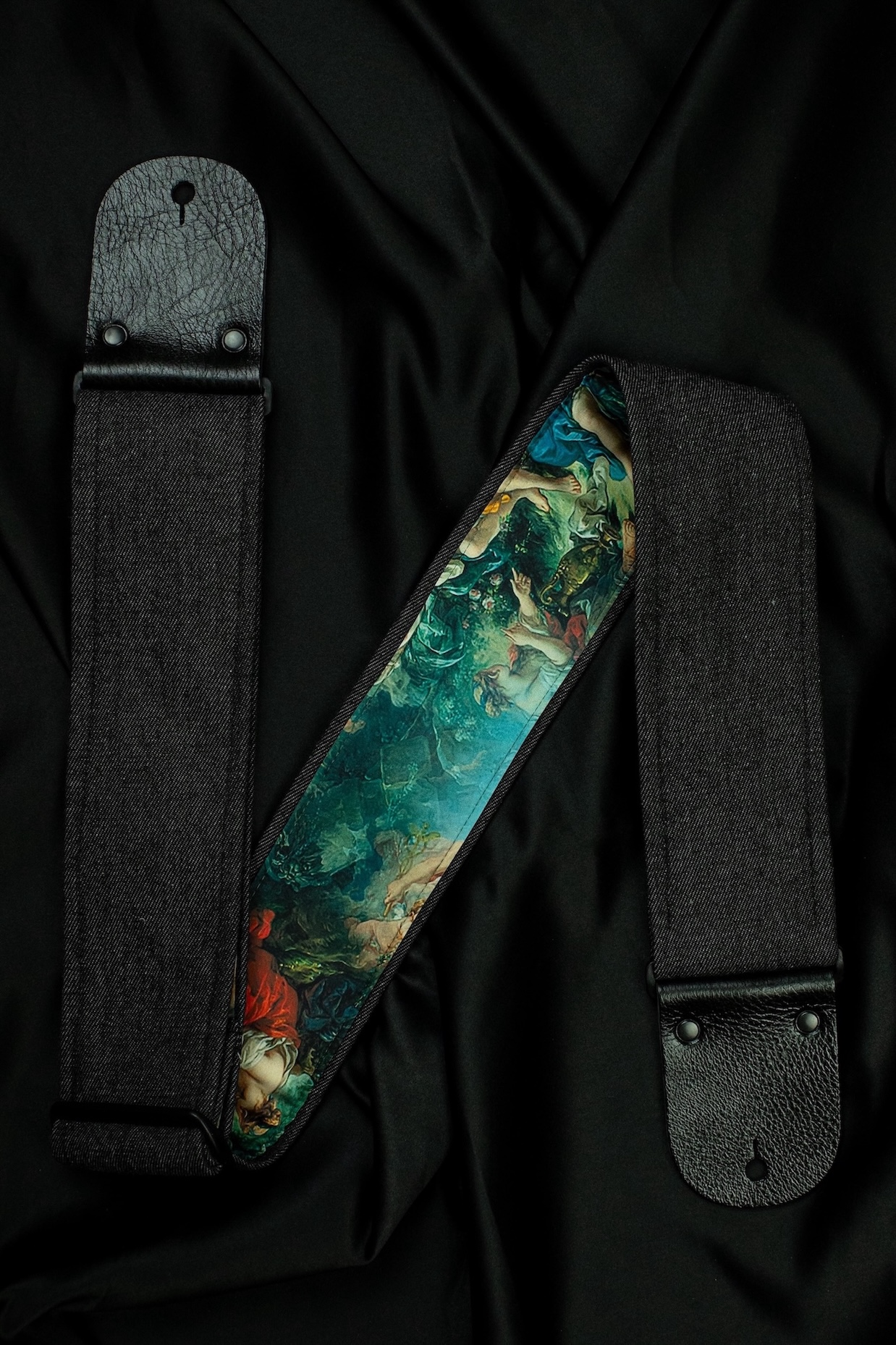 Black Angels Black Denim Guitar Strap - Image 2
