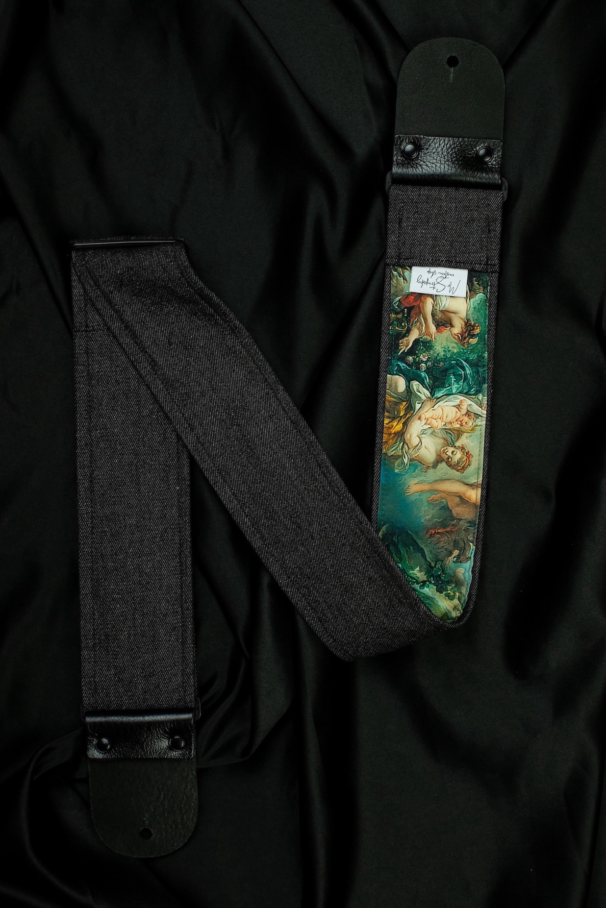 Black Angels Black Denim Guitar Strap - Image 3
